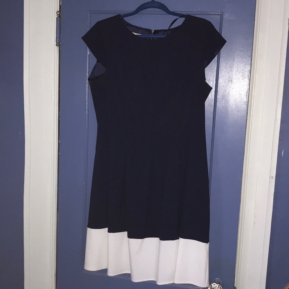 Blue and white elegant dress.